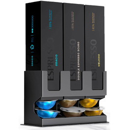 Тримач для капсул Nespresso Vertuo GALVANOX — преміум-органайзер для зберігання капсул VertuoLine (набір з 3 боксів на 30 капсул), сталева стійка підставка для стільниці