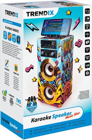 Дитячий караоке-апарат Trendix рожевого кольору з 2 мікрофонами, FM-радіо, USB, Bluetooth, SD-картою. Музична скринька з мікрофоном - ідеальний подарунок!