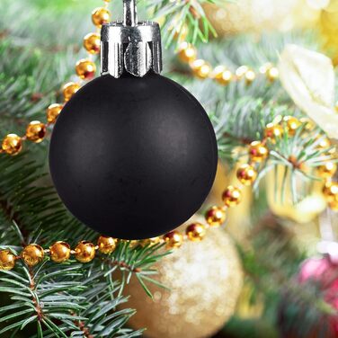 Relaxdays Christmas Baubles, Set of 100, Christmas Decoration, Matte, Glossy, Glittering, Christmas Tree Balls ∅ 3, 4 & 6 cm, Black, 10027269_46