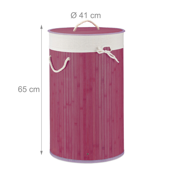 Relaxdays Bamboo Laundry Basket Round
