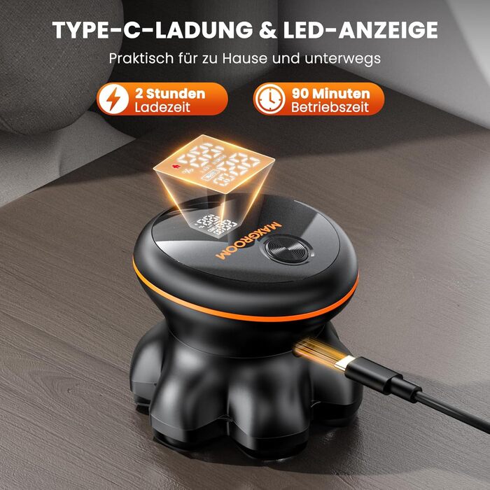 MAXGROOM Голєва машина для чоловіків, 7D Голєва головка, водонепроникна IPX6, плаваюча головка, LED-дисплей, для подорожей та дому, USB-C зарядка, чорний