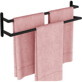 Тримач для рушників на стіну, 60 см, нержавіюча сталь, чорний, для ванної, спальні, кухні