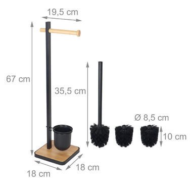 Relaxdays Bamboo Toilet Set - Black 2in1