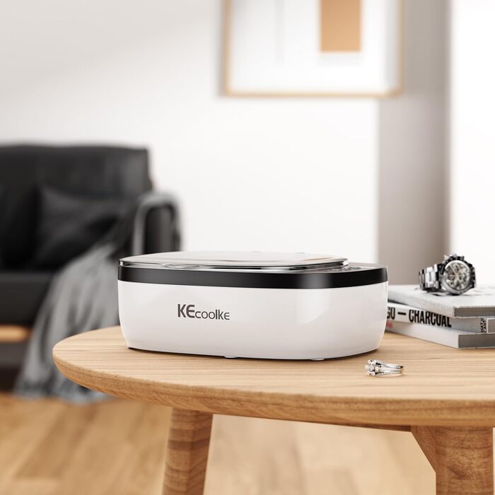 Ультразвукова мийка KECOOLKE Sonic Cleaner з цифровим таймером для прикрас, ювелірних виробів, монет та окулярів, білий