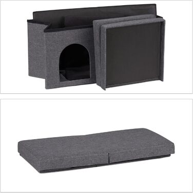 Кігтечка для котів Relaxdays, складана лавка, сіра, 38,5 x 74,5 x 37 см