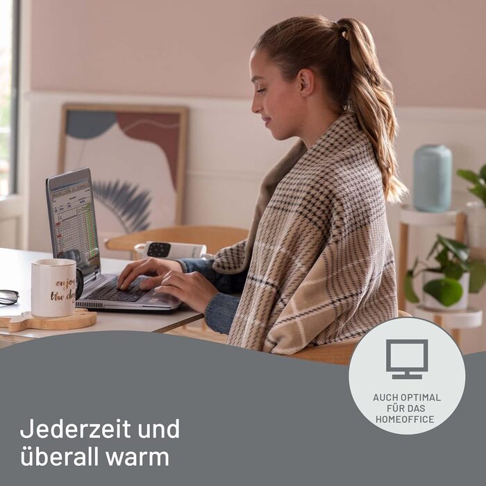 Електрична ковдра Imetec Adapto Tartan Festival, 160x120 см, з м'якої тканини, 6 температур, швидко нагрівається, безпечна, для дому, Velvet