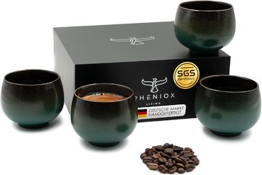 Набір чашок капучіно Jade | 4 шт. | 180 мл | Якісні чашки з кераміки без ручки | Для еспресо, капучіно, мокко та чаю | Сучасний дизайн, подарунок