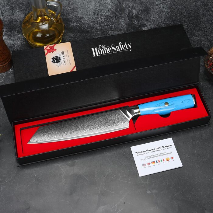 Ніж Kiritsuke з дамаської сталі для кухні, 18.8 см, VG-10, ергономічна ручка, подарункова коробка