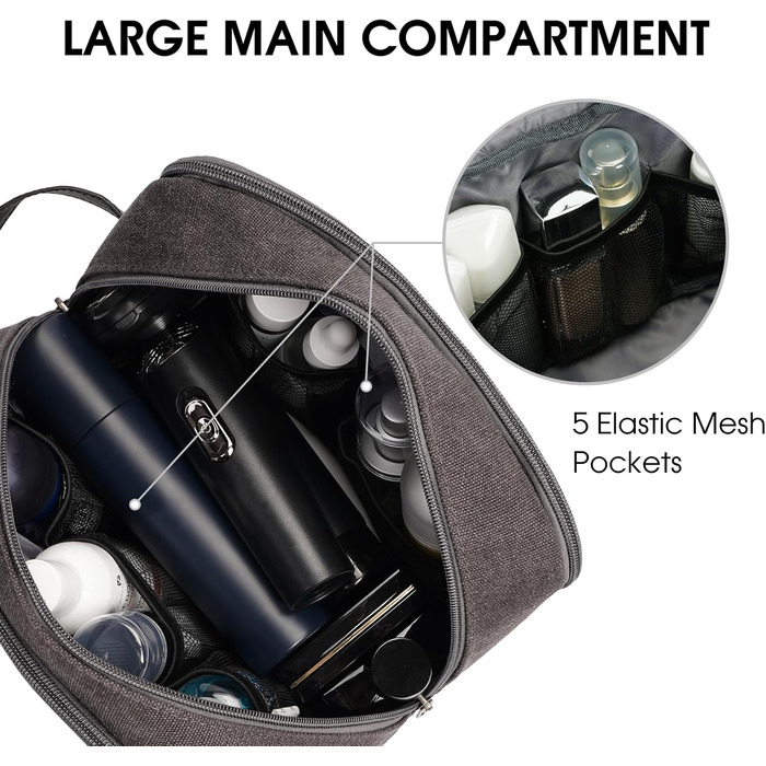 Чоловіча дорожня косметичка WANDF з канвасу, водонепроникна, зелена/темно-сіра