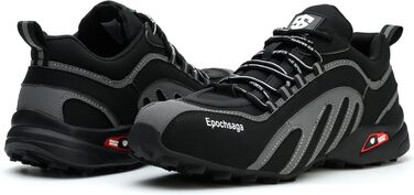 Черевики безпеки з металевим носком для чоловіків та жінок, антиковзкі робочі черевики, легкий дизайн, для будівництва, складу, промислового використання, 42 EU, чорний