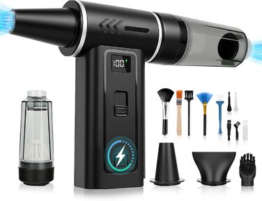 HERBYD 2-в-1 Електричний Пилосос-Обдув 180000 об/хв з Акумулятором 8000mAh та Цифровим Дисплеєм для Комп'ютера, Клавіатури, Дому та Автомобіля