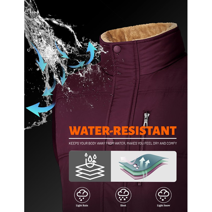 Чоловіча зимова куртка MAGCOMEN з підкладкою з флісу, тепла, з багатьма кишенями (XL, бордовий)