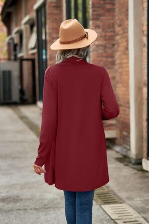 Кардиган жіночий Faulily Daen з відкритою фронтальною частиною, в'язаний, однотонний, водоспадний, зелений (XL, Бордовий)