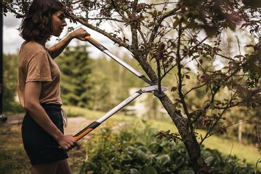 Fiskars PowerGear X Bypass Pruning Shears for Fresh Wood, Non-Stick Coated, Hardened Precision Steel, Length: 80 cm, Black/Orange, LX98-L, 1020188