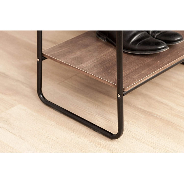 Iris Ohyama Clothes Rack with Wooden Shelves, 4 Levels, White, Modern Design, Robust Frame, Non-Slip, For Bedroom, Studio, Closet, Clothes & Shoes, Laundry Rack, Easy Assembly, (Black, 2 Shelves + Panels)