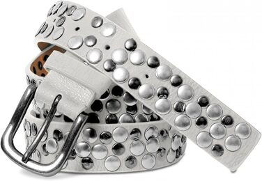 Жіночий вінтажний ремінь Caspar з пряжками, сірий світлий (90 см)