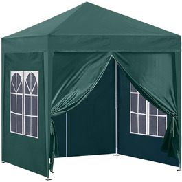 CLIPOP Pop-Up Pavilion 3 x 3 m, Outdoor Folding Pavilion with 4 Side Walls and Carry Bag, UV Protection Garden Pavilion for Wedding, Outdoor, Camping, Beach (Green)