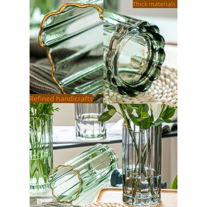 Висока скляна ваза для квітів, велика ваза-циліндр для декору столу (сіра, 12x12x30 см)