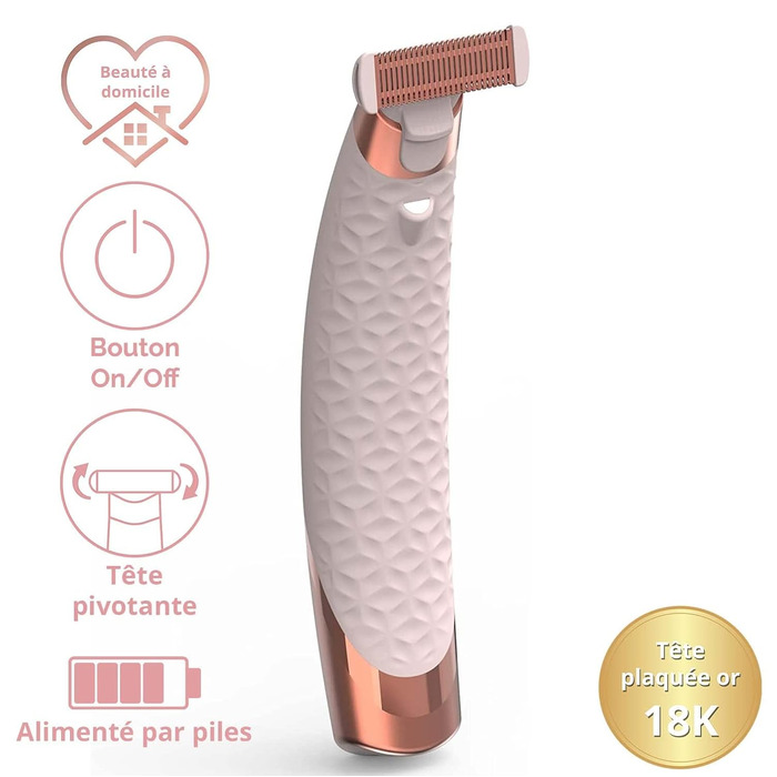 Електричний жіночий електробритва Flawless Nu з гіпоалергенними зрізаючими головками з 18-каратного золота – перезаряджається, пристрій для видалення волосся