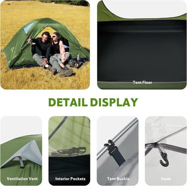 Намет Naturehike Bleik Ultralight 2-3 особи, водонепроникний (3000мм), для кемпінгу, туризму та трекінгу (240x290x125см, Зелений)