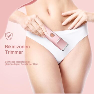 Електричний жіночий тример AOMEES 2-в-1 для обличчя, тіла та зони бікіні, IPX7, бездротовий, рожеве золото