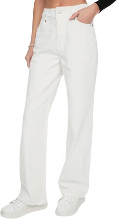 Джинси жіночі Trendyol з високою талією, широкі штанини, білі (Розмір 42)