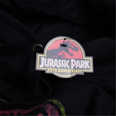 Чоловічий худі Jurassic Park чорного кольору з капюшоном та ефектом потертого логотипа, розмір S