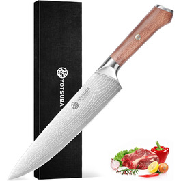 Японський кухонний ніж YOTSUBA 22 см, професійний шеф-ніж з нержавіючої сталі з вуглецевої сталі, ергономічна ручка з паккавуда