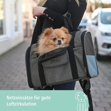 Рюкзак для собак Kerbl Pet Hunderucksack Vacation, сірий, блакитний, 43x24x30 см, Оксфорд, для маленьких собак та котів, міцний, стійкий до бруду