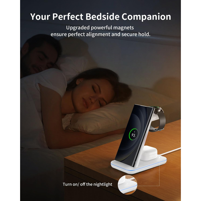 Бездротова зарядка JoyGeek 3-в-1 для Samsung Galaxy: смартфони S23/S24/S25, годинники та навушники