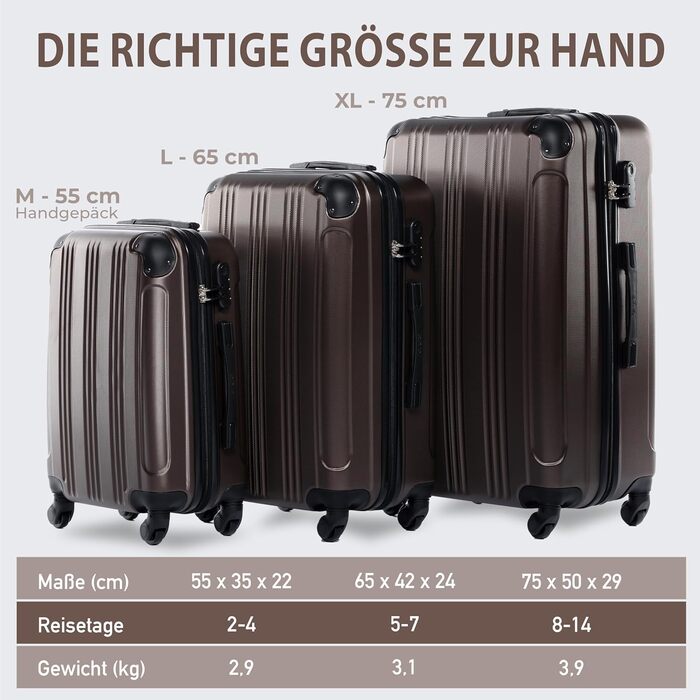 Набір валіз FERGÉ 3 шт. з твердим корпусом QUÉBEC - валіза-тележка (ручна поклажа, L, XL) з ABS пластику