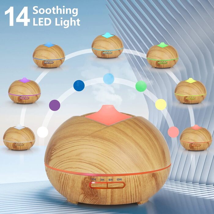 Ароматичний дифузор 500 мл з таймером, LED-підсвічуванням та дистанційним керуванням для дому, йоги та СПА