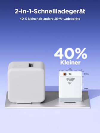 Зарядний пристрій USB C з двома портами, 20W, PD 3.0, Power Adapter з кабелем USB C - USB C 2м, для iPhone, Samsung та інших смартфонів, білий