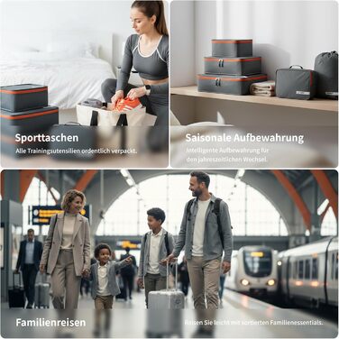 Органайзер для валізи Cipway, 5 частин: кубики для одягу, нейлон, сірий. Підходить для ручної поклажі