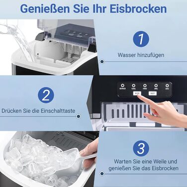 Машина для приготування кубиків льоду Klein - 2 розміри, 9 кубиків за 6 хвилин, портативна, для офісу, кемпінгу та вечірок (чорний)