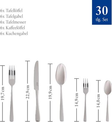 vivo by Villeroy & Boch Group - Voice Basic Cutlery Set, 30-piece, for up to 6 people, stainless steel, rust-proof, dishwasher-safe