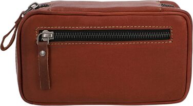 Gusti Pipe Pouch Leather - Diego Men's and Women's Pipe Pouch for 3 Pipes, Extra Tobacco Compartment, Interior Made of Natural Rubber, Pipe Bag Brown Leather