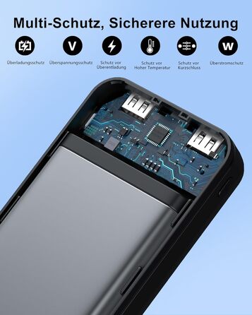 Enerwow Power Bank 2 шт. 16000mAh: портативний зарядний пристрій з LCD дисплеєм для iPhone 15/14/13/12 Pro Max та смартфонів (чорний/білий)