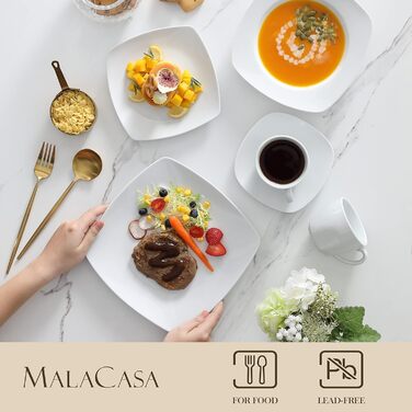 MALACASA, Julia Series, Dessert Plates Set of 6, 16.7cm Dinner Plates Porcelain, Cake Plates for 6 People.