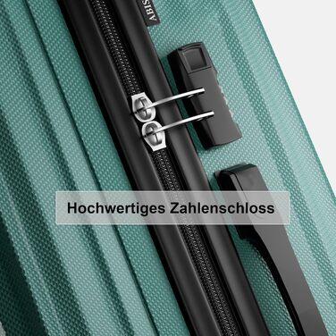 Набір валіз 3 в 1, жорсткий корпус, валізи та ролери з 4 колесами та кодовим замком, ручна валіза, темно-зелений набір