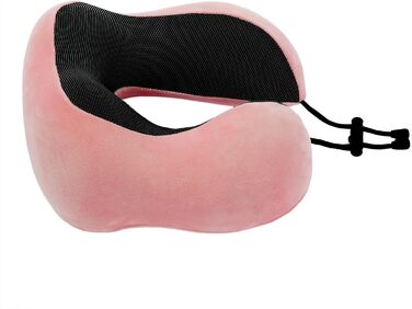 Подушка для шиї з піною пам'яті, 360-градусна підтримка голови, комфортна та легка, ідеальна для сну в літаку, авто, поїзді, автобусі та вдома, з чохлом (Рожева)