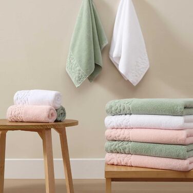 Набір рушників Laura Ashley Marilyn, 6 шт., білий, м'яка та поглинаюча бавовна, стійкі до вицвітання та низький ворс, стильний декор ванної