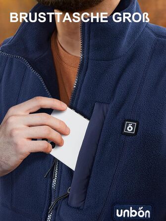 UNBON Гріюча жилетка з флісу, чоловіча жилетка з підігрівом, жилетка з Powerbank 10000mAh USB, 3 режими нагріву, 6 зон нагріву (XXL, Синій)