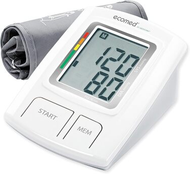 Ecomed BU-92E тонометр на плече без кабелю, з функцією виявлення аритмії, шкалою кольорів WHO, для точного вимірювання артеріального тиску та пульсу з функцією пам'яті