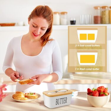 Large butter dish with lid and knife, European size, porcelain butter container, butter box for butter, nuts, cheese, 650 ml