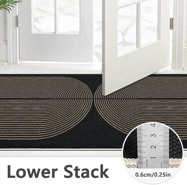 Килимок-лаунфер для підлоги 80x200 см з джуту, чорний/натуральний, для кухні, коридору, спальні, балкону