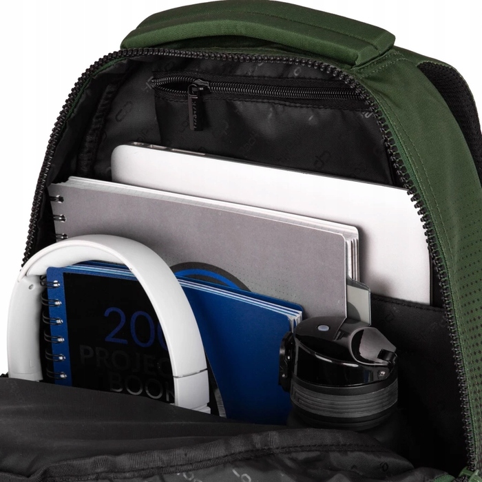 Багатовідсінковий шкільний рюкзак CoolPack, чорний з зеленим, 29 л
