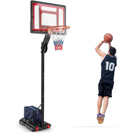 COSTWAY Adjustable Height Basketball Stand - Outdoor Basketball Hoop with Stand & Wheels, Weighted Base, Mobile Basketball System for Kids & Teens - Includes Ball & Pump