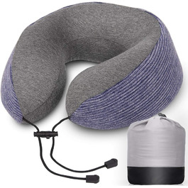 Подушка для шиї у подорожах, 100% Memory Foam - для автомобіля, літака, поїзда, офісу та кемпінгу, з чохлом, маскою для сну та берушами, фіолетовий
