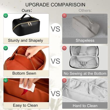 Косметичка для подорожей жіноча, велика містка, з PU шкіри, органайзер для макіяжу, культбагаж, косметичка для аксесуарів у подорожах, чорна гладка